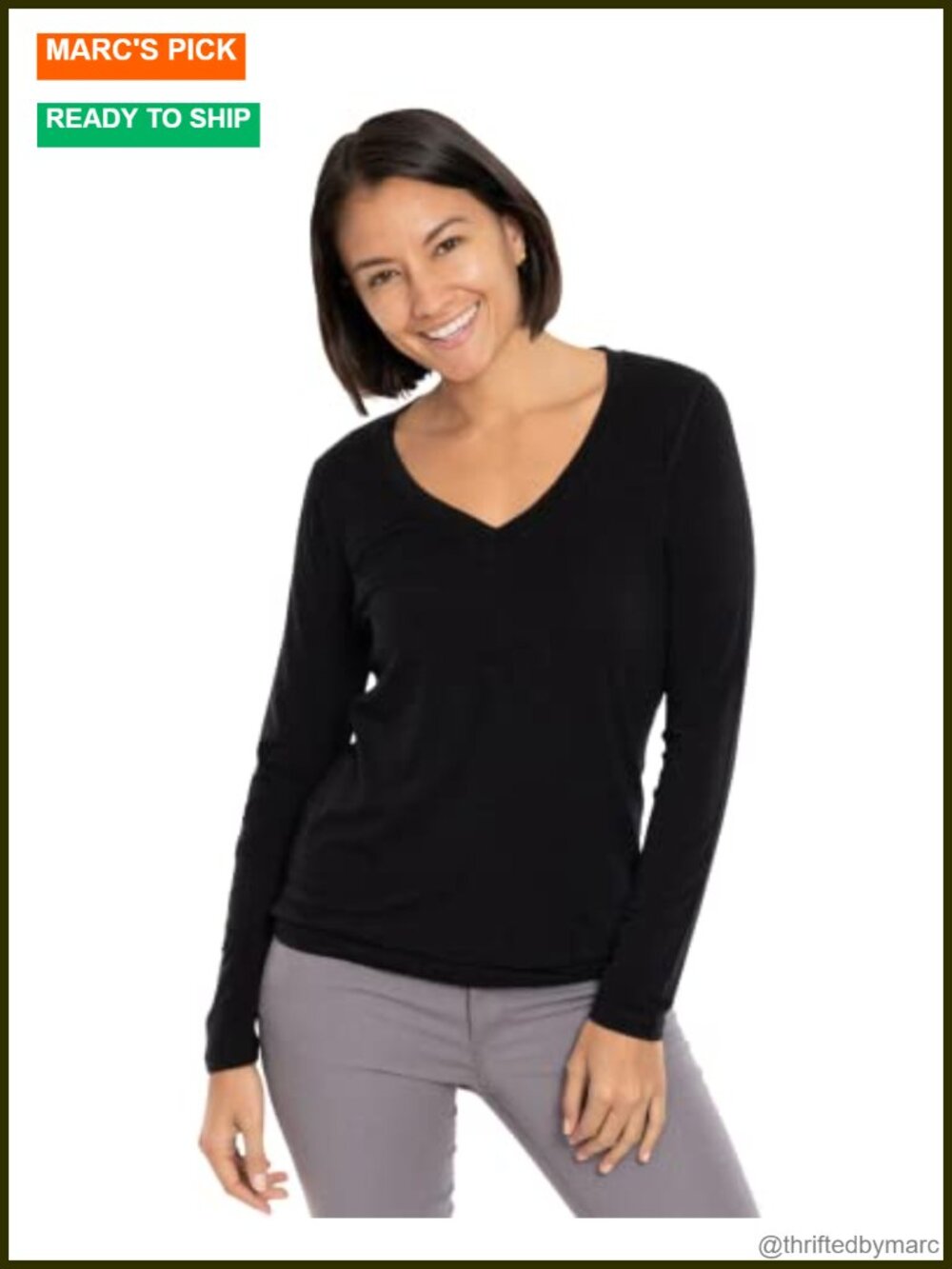 95% Merino Wool Long Sleeve V-Neck Shirt Fitted Base Layer Everyday